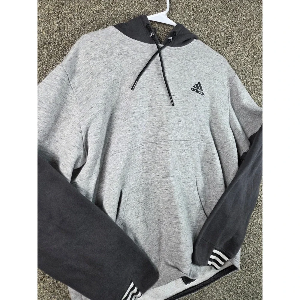 Adidas Athletic Hoodie Mens Large Grey Excellent‎ Sporty Fitness 0313